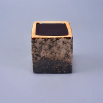 China Empty glazed square ceramic candle jar tealight candle holders wedding decor use manufacturer