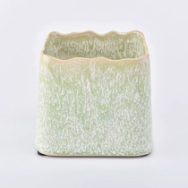 China Square empty glazed votive candle container ceramic candle jars home decoration luxury manufacturer