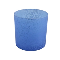 China geometric blue painted candle holder home decor colored glass candle vessel manufacturer