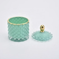 China Spray inside color luxury candle vessel in bulk glass candle jars with lid manufacturer