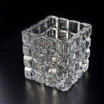 China Luxury square jars for candle embossed glass candles jar manufacturer