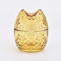 China Golden parrot shape candle jar glass candle vessel with lid for wedding decoration manufacturer