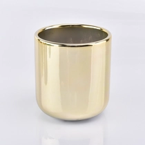 China Luxury gold 8oz ceramic candle holder home decoration round bottom manufacturer