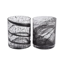 China 330ml Ink painting effect luxury wholesale glass candle holder for candle making manufacturer