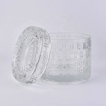 China Transparent embossed candle tins votive glass candles jar with lid home decoration use manufacturer