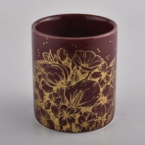 China Christmas decorative full decal tea light ceramic holder candle jar with lid manufacturer