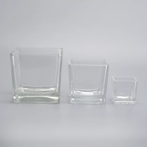 China Empty square glass making candle holder metal container manufacturer