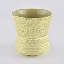 China 20oz Cylinder Metallic Effect Ceramic Candle Jars manufacturer
