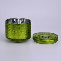 China 10oz 20oz Luxury green custom snow glass candle jars with lid manufacturer