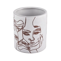 China Cylinder shape decal fancy empty ceramic candle jar manufacturer