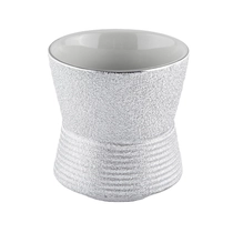 China Cylinder shape decal fancy empty large ceramic candle jar with wood lid manufacturer