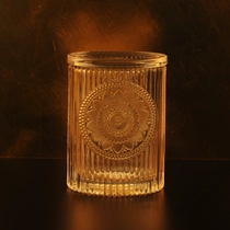 China 10oz Sunny tea light stripe lotus luxury glass candle jar with lids manufacturer