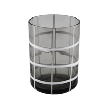 China personalized lattice pattern grey handmade staright glass candle holders manufacturer