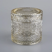 China chrysanthemum pattern luxury candle glass container with lid manufacturer