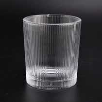 China Luxury vertical pattern soy wax candle jar glass clear candle holders manufacturer