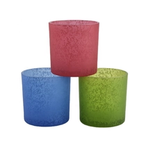 China wholesale Popular luxury special spray blue glass candle holder for candle making manufacturer
