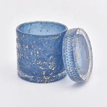 China 10oz 20oz Luxury table blue candle glass holder with lid manufacturer