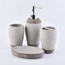 China Natural Concrete Bathroom Set Cement Bath Accessories Set with lid manufacturer