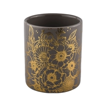 China Wholesales luxury custom cylinder amber candle ceramic jars 8oz 10oz manufacturer