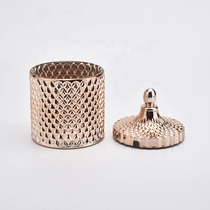 China 14oz luxury palace style electroplating glass candle holder with lid manufacturer