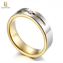 China Hochglanzpoliert 6mm Herren-Hochzeitsband-flacher Gold- und Silber-Wolframkarbidring mit 1 CZ-Stein auf der Nut-China-Fabrik Hersteller