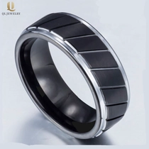 China Beliebte Herren Schwarz Wolfram Ring 8mm Step Edges Black Wolfram-Reifenring für Männer China Hersteller Hersteller