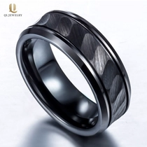 Chine Bague de tungstène noire populaire Hommes Hammered 8mm Concave et biseautés Bandes de mariage de tungstène Chine Fabricant fabricant
