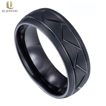 China Beliebte Herren Ehering Bands Schwarz Wolframkarbid Ring 8mm gewölbt Schwarz Wolfram Reifen Ring China Lieferant Hersteller
