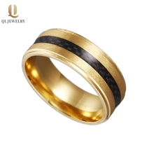 China 8mm männer gold wolfram kohlefaser ring männer hochzeitsbänder kombiniert komfort fit schwarzer kohlefaser Wolframring Hersteller