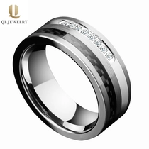 China Amazing New Comfort Fit Carbon Fiber Tungsten Carbide Wedding Bands with Shiny CZ inlay manufacturer