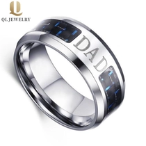 China Dad Tungsten Ring Gift Tungsten Carbide Ring Blue and Black Carbon Fiber inlay with Custom Engraving Fathers Day Gift China Tungsten Ring supplier manufacturer