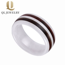 Chine Deux styles différent bois d\'incrustation en céramique blanche bague de mariée en céramique mode céramique bague en céramique Chine fournisseur / usine fabricant