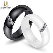 Китай Shiny CZ Inlay Черно-белое Керамическое кольцо Высокополированные керамические Свадебные полосы Мода Керамическое кольцо Китай Производитель производителя