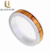 China Normaler schwarzer oder weißer keramischer ring holz / shell / opal / antler inlay herren keramik hochzeitsbänder mode keramik ring China hersteller Hersteller