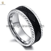 China High Quality 8mm Men\'s Black Carbon Fiber and Forged Black Carbon Fiber Wedding Band with Engraved and CNC Pattern China Manufacturer manufacturer