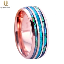 China Beliebteste 8mm hoch polierte gewölbte opal und abalone shell inlay rose gold wolframs edler band opal wolkenring shell wolfram ring china fabrik Hersteller