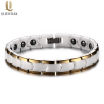 Chine Bracelet en céramique blanche de haute technologie en or rose populaire avec hématites Inlay Chine fournisseur fabricant