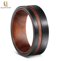 Cina Anello in carburo di tungsteno in tungsteno in tungsteno 8mm 8mm anello in carburo di tungsteno nero con banda interna in legno Produttore produttore
