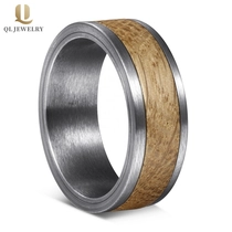 China Amazing Men's Tungsten Wedding Bands 8mm Brushed Tungsten Carbide and Whiskey Barrel Wood Wedding Bands China Manufacturer manufacturer