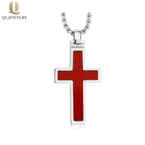 China Hot Sale Red Carbon Fiber Tungsten Pendants Cross pendant China Supplier manufacturer