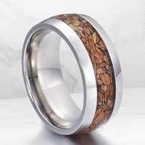 China Wholesale Unisex Men's or Women's 8mm High Polished Domed Tungsten Carbide Ring with Printmaking Wood Inlay China Manufacturer manufacturer