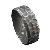 China Unique Mens Wedding Band 8mm Hammered Black Damascus Steel Ring China Supplier manufacturer
