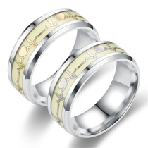 China Women's and Men's Tungsten Wedding Bands Silver and Gold Heart Pattern Inlaid Luminous Glowing Wedding Bands Ring China Manufacturer manufacturer