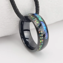China Wolframring auf Lager Beliebter 8 mm hochglanzpolierter gewölbter schwarzer Wolframring mit Opal und Ablone Shell Inlay China Supplier Hersteller