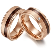 Chine Bagues en carbure de tungstène assorties pour lui et pour elle Bague en carbure de tungstène brossé en or rose de 8 mm avec bois et pierre blanche CZ Fournisseur de la Chine fabricant