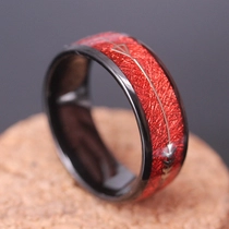 China Luxury & Unique Design Mens Wedding Bands 8mm Black Tungsten Carbide Ring with Red Imitate Meteorite &Arrow Inlay China Manufacturer manufacturer