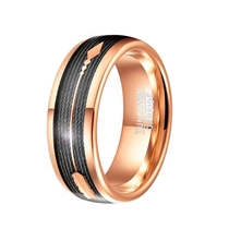 China Wholesale Men's Domed Rose Gold Tungsten Carbide Ring with Black Fishing Line and Rose Gold Arrow China Supplier manufacturer