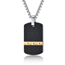 China In Stock Creative European Simple Hexagonal Nailhead K Pattern Carbon Fiber Pendant Men's Fashion Military Pendant China Supplier manufacturer