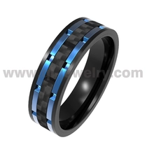 China 8mm Titanium and Carbon Fiber Ring Tech Meets Unique Design Black Carbon Fiber and Blue Titanium Wedding Bands China Manufacturer manufacturer