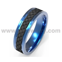 porcelana 8 mm Un anillo de estilo distintivo de titanio azul y fibra de carbono anillo de bodas para hombres Fabricante de China fabricante